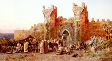  puerta Arte - La salida de una caravana desde la puerta de Shelah Marruecos Arabian Edwin Lord Weeks